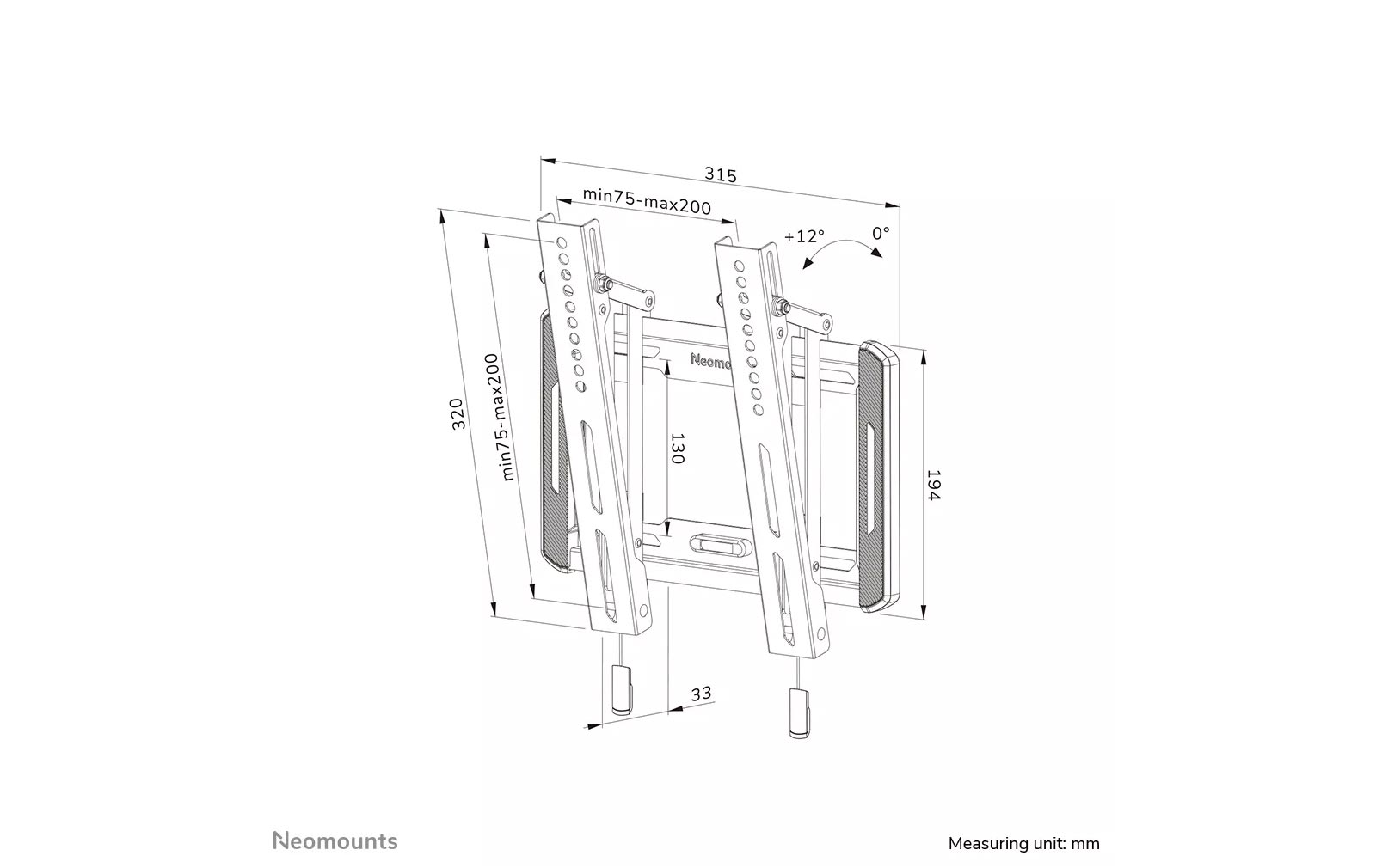 Neomounts WL35-550BL12 TV-Wandhalterung - 24-65" neigbar – Bild 19