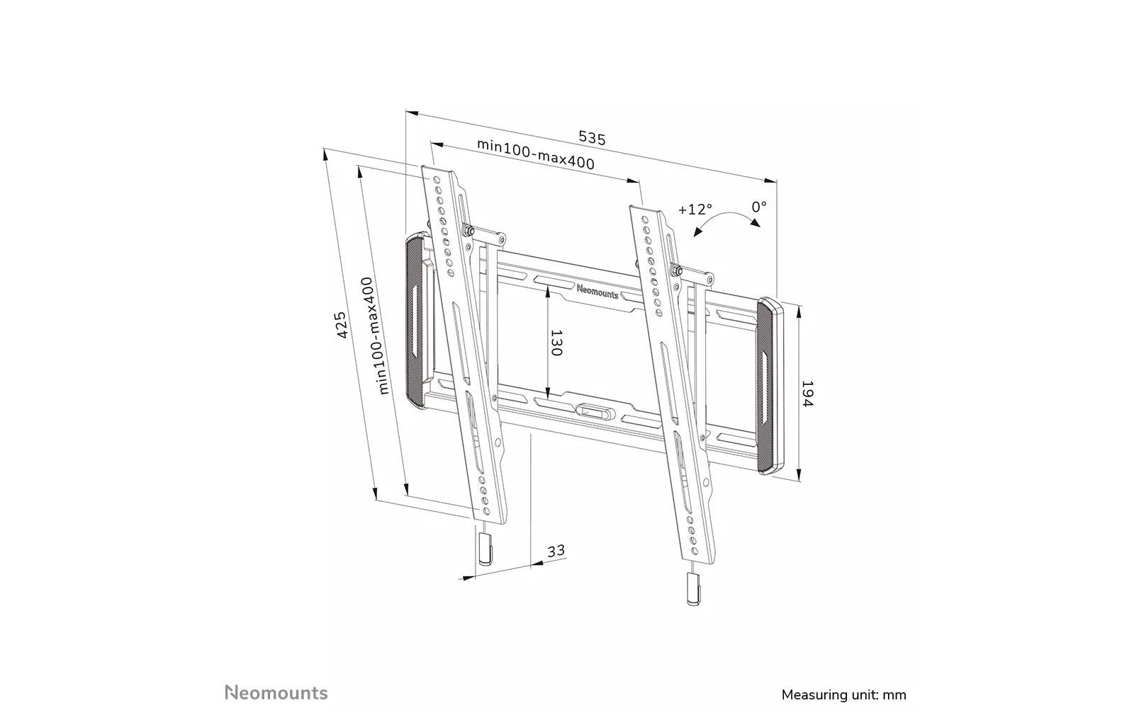 Neomounts WL35-550BL14 TV-Wandhalterung - 32-75" neigbar – Bild 20
